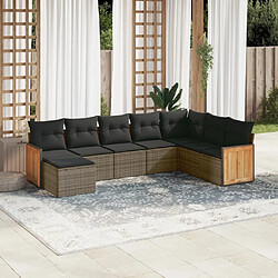 Maison Chic Salon de jardin 8 pcs avec coussins | Ensemble de Table et chaises | Mobilier d'Extérieur gris résine tressée -GKD94028