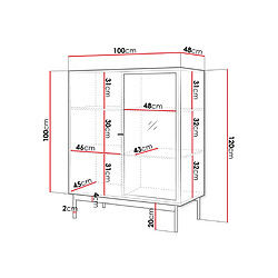 Bestmobilier Lamia - buffet haut - bois et noir - 100 cm pas cher