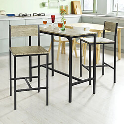 SoBuy OGT03-N Ensemble table de bar + 2 chaises,Table haute cuisine