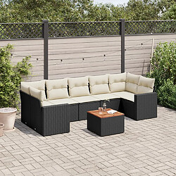 vidaXL Salon de jardin 8 pcs avec coussins noir résine tressée