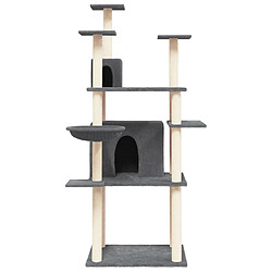 Helloshop26 Arbre à chat meuble tour grimper jouet grattage grattoir escalade plateforme avec griffoirs en sisal foncé 166 cm gris 02_0022678