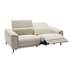 Vente-Unique Canapé 3 places relax électrique en tissu texturé beige BOSDALO pas cher