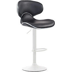 Decoshop26 Lot de 2 tabourets de bar design contemporain pieds en métal blanc mat assise en synthétique noir 10_0000355