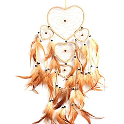 Totalcadeau Attrape-Rêve Cœurs perles et Plumes Marron Capteur Dream catcher