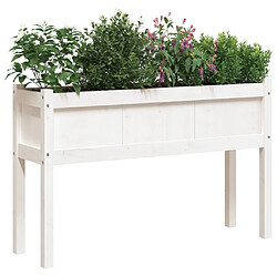 Avis Maison Chic Lot de 2 Jardinières,Bac à fleurs - pot de fleur avec pieds blanc bois de pin massif -GKD38740