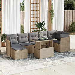 vidaXL Salon de jardin avec coussins 8 pcs beige résine tressée