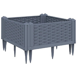 vidaXL Jardinière avec piquets bleu gris 42,5x42,5x28,5 cm PP