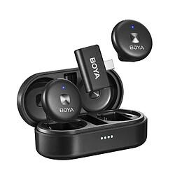 Boya Omic-U Système de microphones sans fil, USB-C, HD 48kHz, réduction de bruit, boîtier de charge, clip magnétique