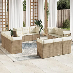 Maison Chic Salon de jardin avec coussins 12 pcs | Ensemble de Table et chaises | Mobilier d'Extérieur beige résine tressée -GKD22220