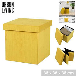 Acheter Urban Living Pouf de rangement pliable Kube en velours côtelé - Jaune