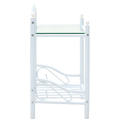 Avis Helloshop26 Table de nuit chevet commode armoire meuble chambre acier et verre trempé 45 x 30 5 x 60 cm blanc 1402031