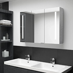 vidaXL Armoire de salle de bain à miroir LED Gris béton 89x14x62 cm