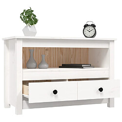 Acheter vidaXL Meuble TV Blanc 79x35x52 cm Bois de pin massif