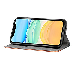 Wewoo Coque Etui à rabat pour ordinateur de bureau couleur solide avec coutures de iPhone 11 Business porte-cartes et emplacements cartes brun pas cher