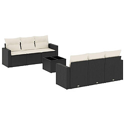 Maison Chic Salon de jardin 7 pcs avec coussins | Ensemble de Table et chaises | Mobilier d'Extérieur noir résine tressée -GKD92425