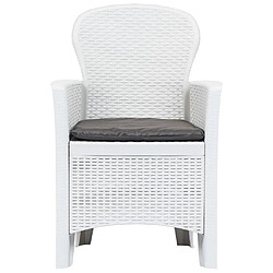 Acheter Maison Chic Table de bistro et chaises d'extérieur 3 pcs,Ensemble de bistro de jardin pour relax Plastique Blanc Aspect de rotin -GKD350025