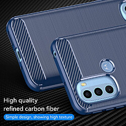 Coque en TPU trou d'empreinte digitale, 1,8 mm, surface brossée, texture en fibre de carbone bleu pour votre Motorola Moto G31