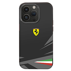 Ferrari Coque pour iPhone 14 Pro Bi-matière Compatible Charge QI Noir