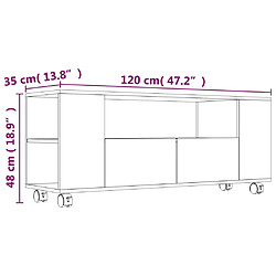 vidaXL Meuble TV Gris 120x35x48 cm Bois d'ingénierie pas cher