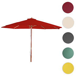 Mendler Parasol Florida, parasol de marché, Ø 3m polyester/bois ~ rouge