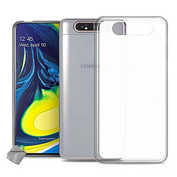 Htdmobiles Coque silicone gel fine pour Samsung Galaxy A80 + film ecran - BLANC TRANSPARENT