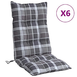 vidaXL Coussins de chaise à dossier haut lot de 6 motif carreaux gris