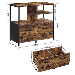 Helloshop26 Caisson avec tiroir meuble de rangement bureau pour format A4 dossier suspendu support pour imprimante style industriel 82 cm marron rustique et noir 12_0001479