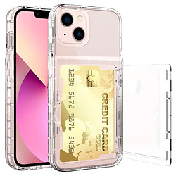 Coque en TPU + acrylique avec porte-cartes et miroir caché transparent pour votre iPhone 13 6.1 pouces