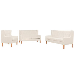 Maison Chic Ensemble de canapés 3 pcs, Canapé droit Sofa pour Salon tissu blanc crème -GKD438331