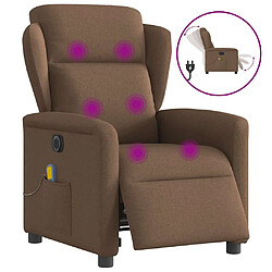 vidaXL Fauteuil inclinable de massage électrique marron tissu