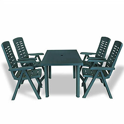 Maison Chic Mobilier à dîner 5 pcs de jardin - Ensemble table et chaises d'extérieur - Salon/Mobilier de jardin classique Plastique Vert -MN45087