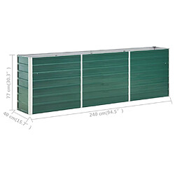 vidaXL Lit surélevé de jardin Acier galvanisé 240x40x77 cm Vert pas cher