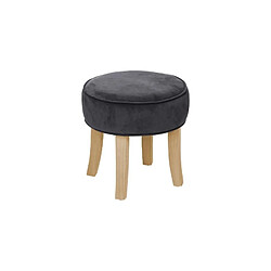 Atmosphera, Createur D'Interieur Tabouret bas effet velours Adriel - Gris foncé - Atmosphera