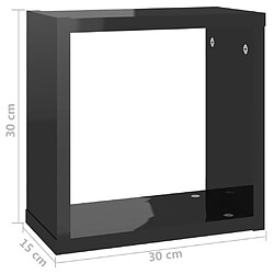 vidaXL Étagères cube murales 6 pcs noir brillant 30x15x30 cm pas cher