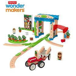 Fisher-Price Wonder Makers Le Centre-Ville, coffret de construction et pistes, jouet en bois pour enfant de 3 ans et plus, FXG14