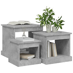 Avis vidaXL Tables basses 3 pcs gris béton bois d'ingénierie