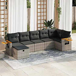 vidaXL Salon de jardin avec coussins 7 pcs gris résine tressée