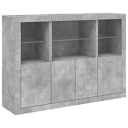 Maison Chic Lot de 3 Commode Buffet - Meuble de rangements avec lumières LED gris béton bois d'ingénierie -GKD42318 pas cher