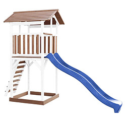 Acheter AXI Beach Tower Aire de Jeux avec Toboggan en bleu & Bac à Sable | Grande Maison enfant extérieur en marron & BLANC | Cabane de Jeu en Bois FSC