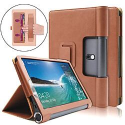 Etui en PU flip style affaires avec support et porte-cartes marron pour votre Lenovo Yoga Smart Tab 10.1