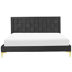 Acheter Beliani Lit double en velours 160 x 200 cm noir LIMOUX