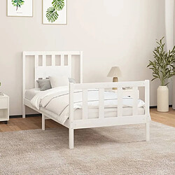 Maison Chic Lit adulte - Cadre Structure de lit avec tête de lit Contemporain blanc bois de pin massif 90x200cm -MN60375