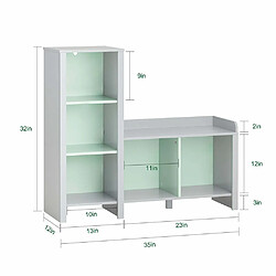 Avis SoBuy KMB89-HG Bibliothèque pour Enfant, Banc Étagère de Rangement pour Jouets et Livres, Étagère à Livres pour Garçon Fille, 5 Compartiments