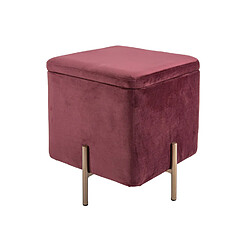 LEITMOTIV Pouf design effet velours chic Snog - H. 47 cm - Rouge terracotta