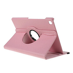 Acheter Etui en PU litchi rose avec béquille rotative à 360° pour votre Samsung Galaxy Tab S5e SM-T720