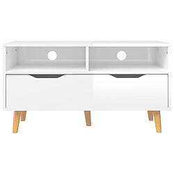 Maison Chic Meuble TV scandinave - Banc TV pour salon blanc brillant 90x40x48,5 cm bois d'ingénierie -MN93274 pas cher