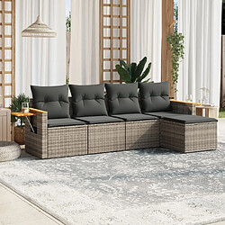 Maison Chic Salon de jardin 5 pcs avec coussins | Ensemble de Table et chaises | Mobilier d'Extérieur gris résine tressée -GKD73910