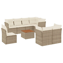 Maison Chic Salon de jardin avec coussins 9 pcs, Ensemble Tables et chaises de jardin, beige résine tressée -GKD835683