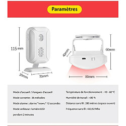 Avis Pack 2 Sonnettes de porte Sans fil + Capteur de mouvement infrarouge Darho - alarme d'ouverture de porte, pour magasin, magasin, bureau, maison