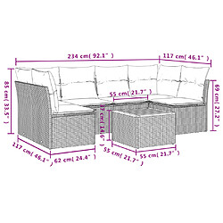 Avis Maison Chic Salon de jardin avec coussins 7 pcs | Ensemble de Table et chaises | Mobilier d'Extérieur gris résine tressée -GKD51513